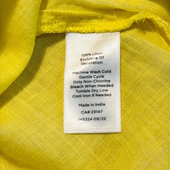Talbots NWT Yellow TasselTie Linen Short Sleeve Blouse - Picture 6 of 6